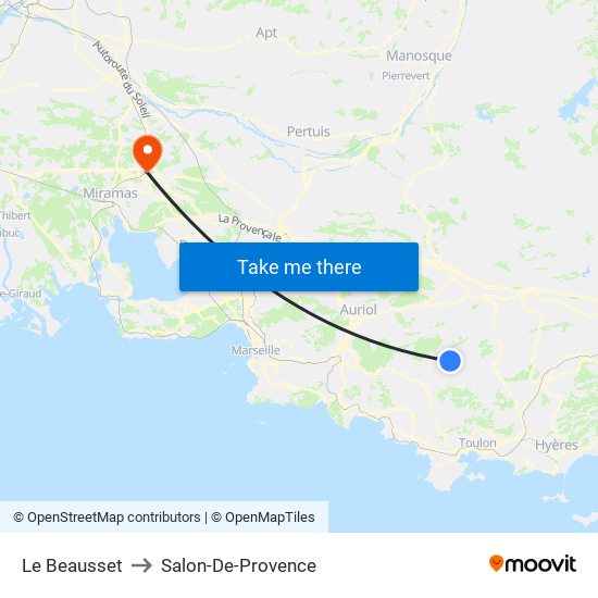 Le Beausset to Salon-De-Provence map