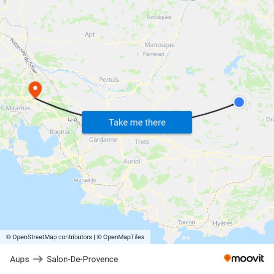 Aups to Salon-De-Provence map