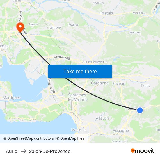 Auriol to Salon-De-Provence map