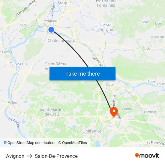 Avignon to Salon-De-Provence map