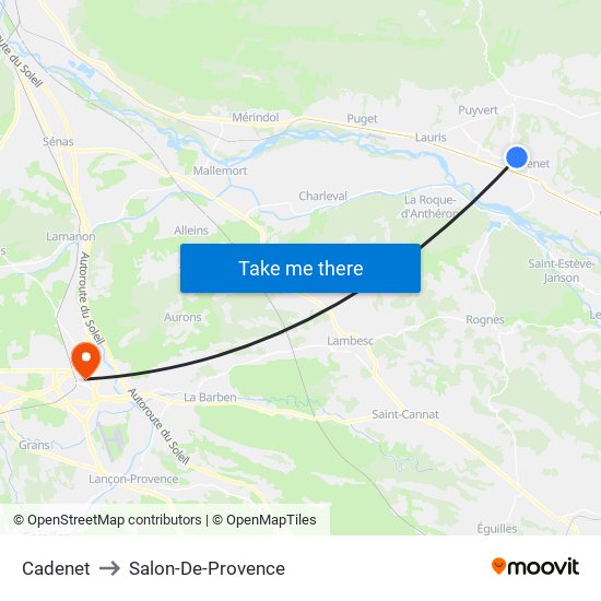 Cadenet to Salon-De-Provence map