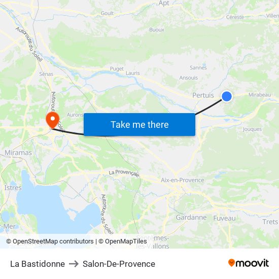 La Bastidonne to Salon-De-Provence map