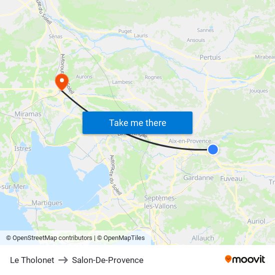 Le Tholonet to Salon-De-Provence map