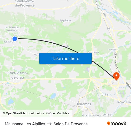 Maussane-Les-Alpilles to Salon-De-Provence map