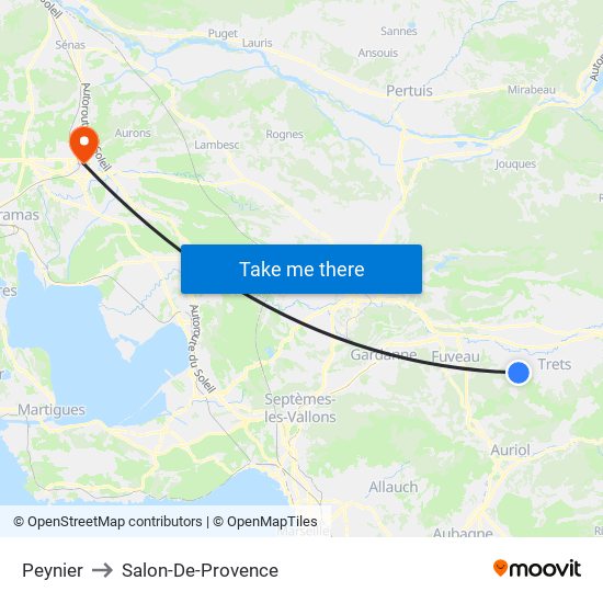 Peynier to Salon-De-Provence map