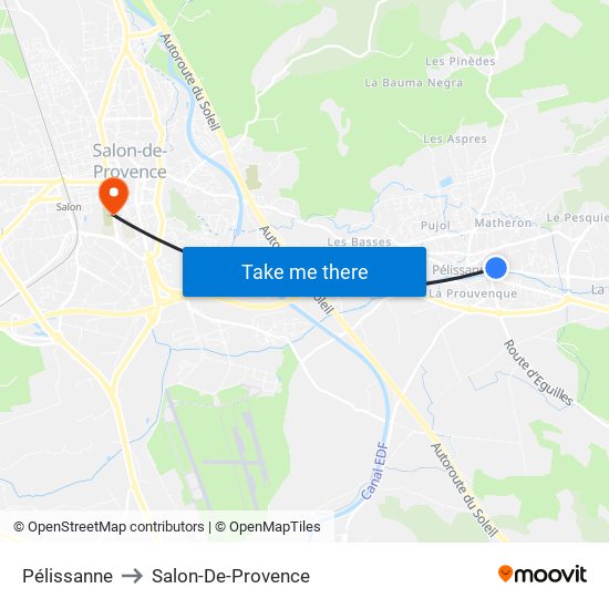 Pélissanne to Salon-De-Provence map