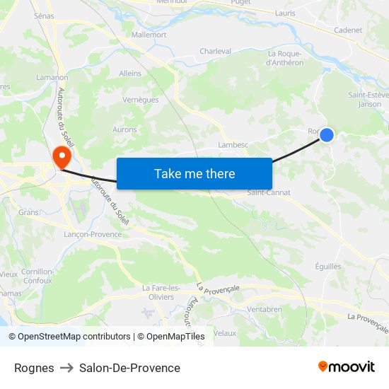 Rognes to Salon-De-Provence map