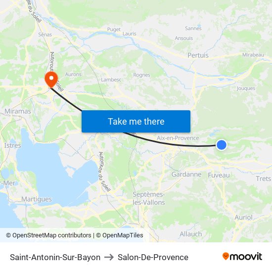 Saint-Antonin-Sur-Bayon to Salon-De-Provence map