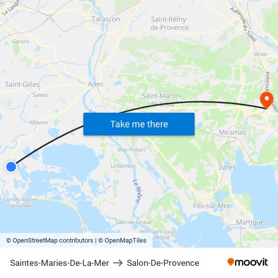 Saintes-Maries-De-La-Mer to Salon-De-Provence map