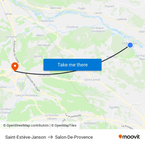 Saint-Estève-Janson to Salon-De-Provence map