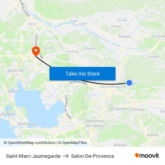 Saint-Marc-Jaumegarde to Salon-De-Provence map