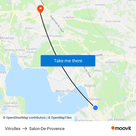 Vitrolles to Salon-De-Provence map