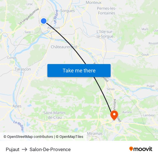 Pujaut to Salon-De-Provence map