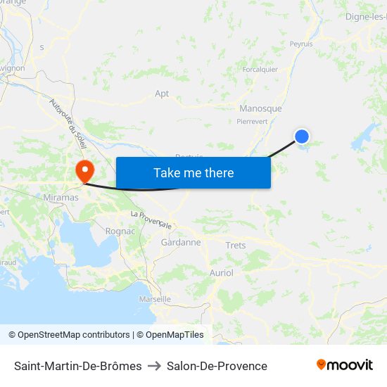 Saint-Martin-De-Brômes to Salon-De-Provence map