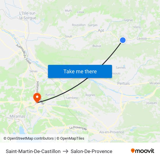 Saint-Martin-De-Castillon to Salon-De-Provence map