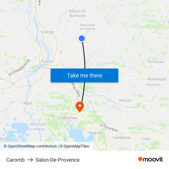 Caromb to Salon-De-Provence map