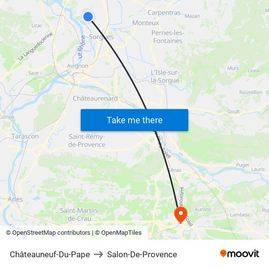 Châteauneuf-Du-Pape to Salon-De-Provence map