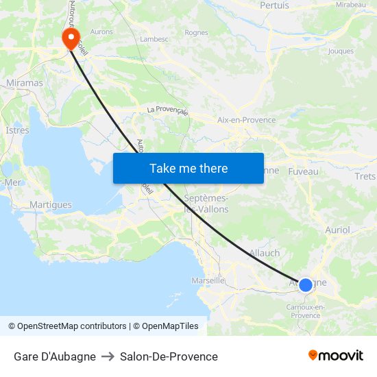 Gare D'Aubagne to Salon-De-Provence map