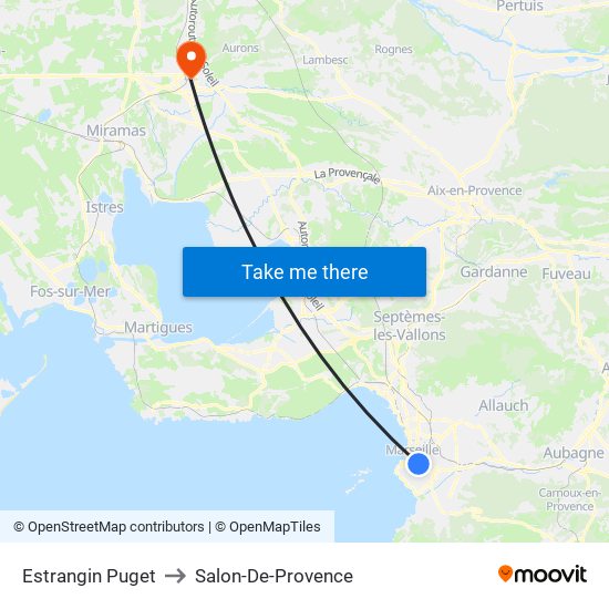 Estrangin Puget to Salon-De-Provence map