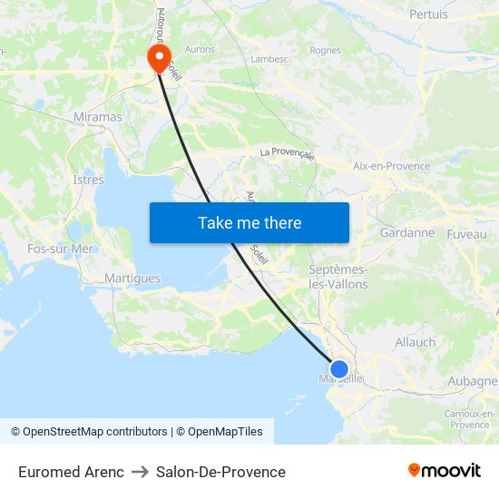 Euromed Arenc to Salon-De-Provence map