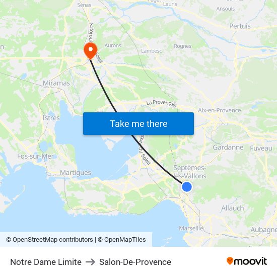 Notre Dame Limite to Salon-De-Provence map