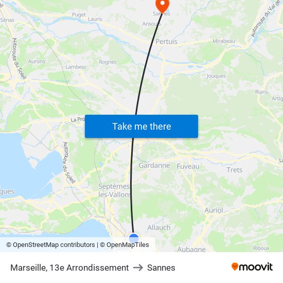 Marseille, 13e Arrondissement to Sannes map