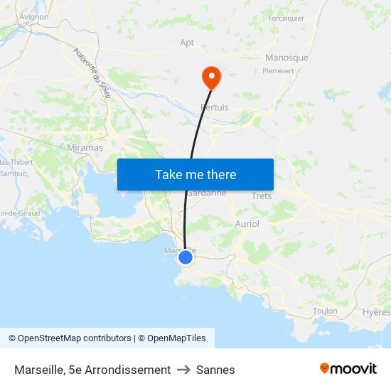Marseille, 5e Arrondissement to Sannes map
