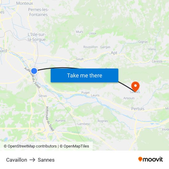 Cavaillon to Sannes map