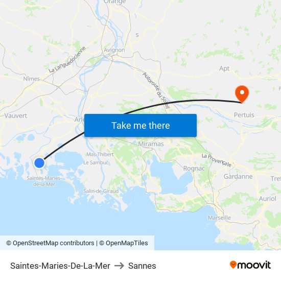 Saintes-Maries-De-La-Mer to Sannes map