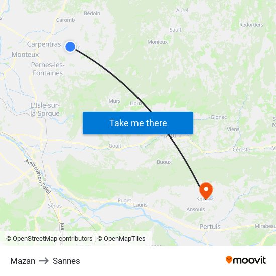 Mazan to Sannes map