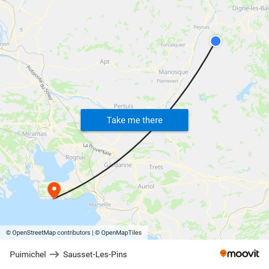 Puimichel to Sausset-Les-Pins map