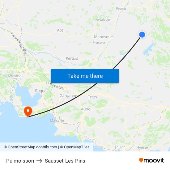 Puimoisson to Sausset-Les-Pins map