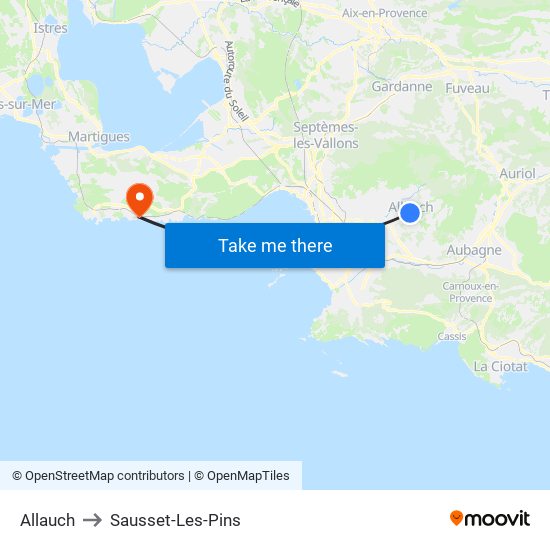 Allauch to Sausset-Les-Pins map
