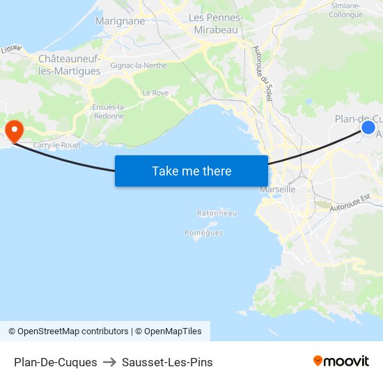 Plan-De-Cuques to Sausset-Les-Pins map