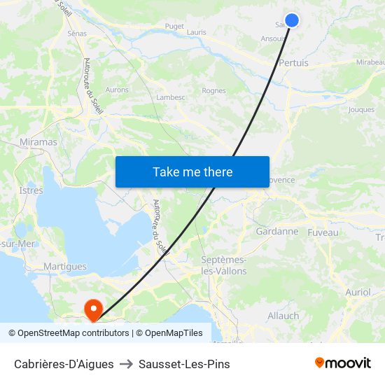 Cabrières-D'Aigues to Sausset-Les-Pins map