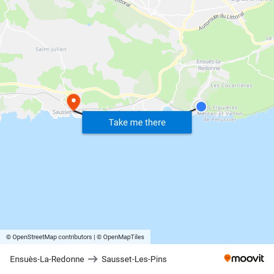 Ensuès-La-Redonne to Sausset-Les-Pins map