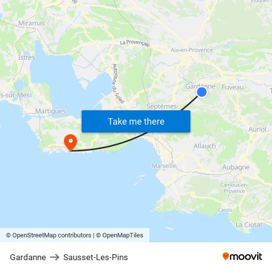 Gardanne to Sausset-Les-Pins map