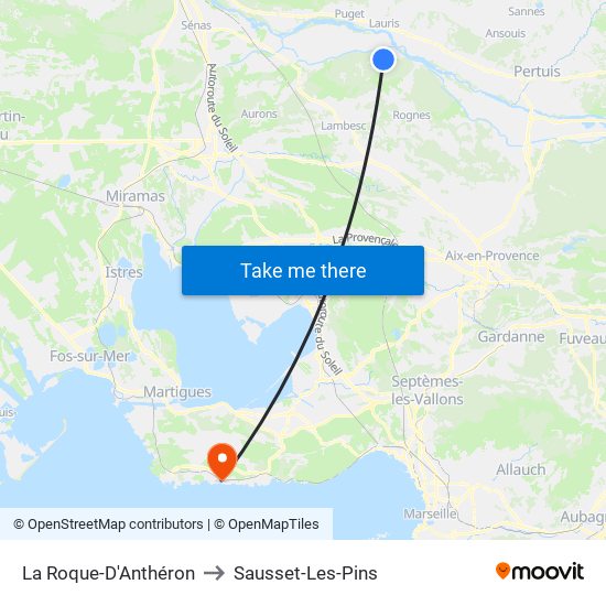La Roque-D'Anthéron to Sausset-Les-Pins map