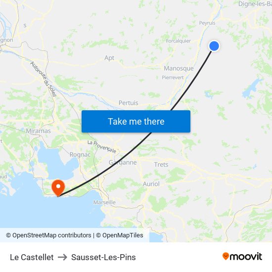 Le Castellet to Sausset-Les-Pins map