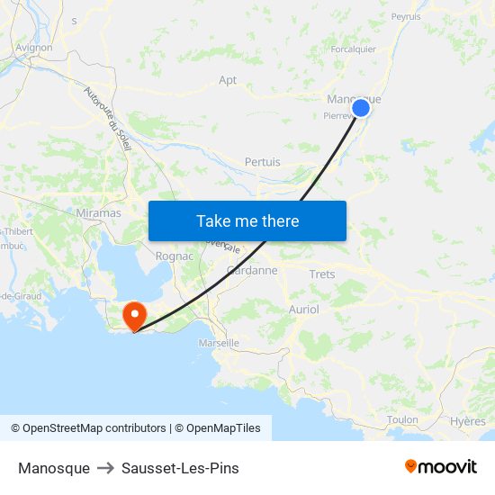 Manosque to Sausset-Les-Pins map