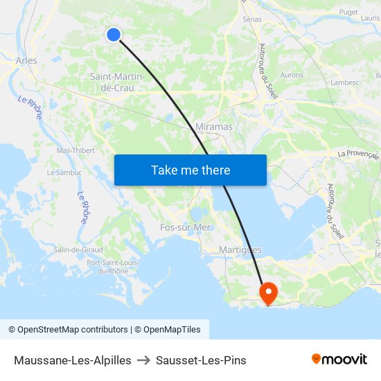 Maussane-Les-Alpilles to Sausset-Les-Pins map