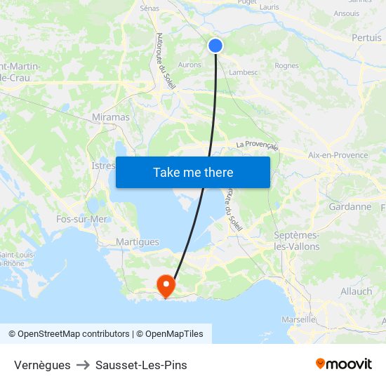 Vernègues to Sausset-Les-Pins map