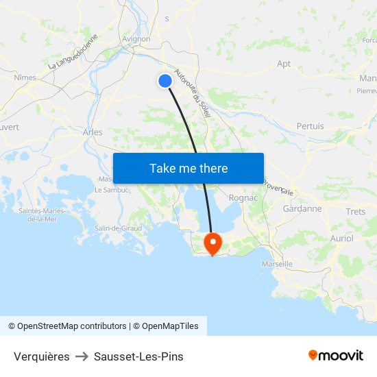 Verquières to Sausset-Les-Pins map