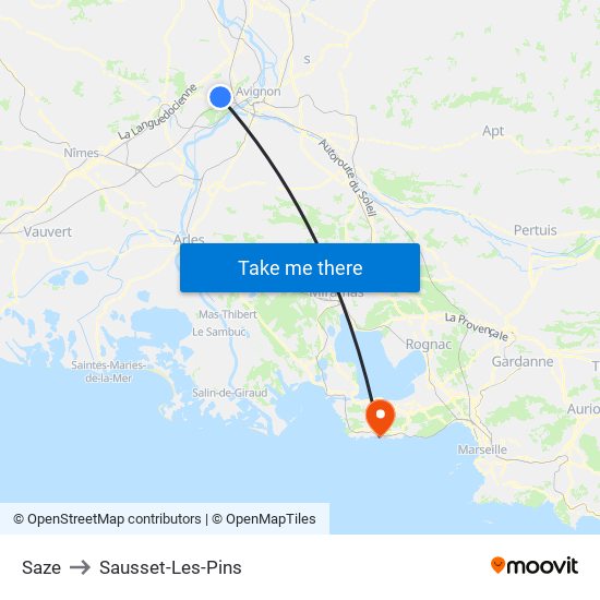 Saze to Sausset-Les-Pins map