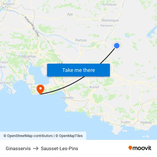 Ginasservis to Sausset-Les-Pins map