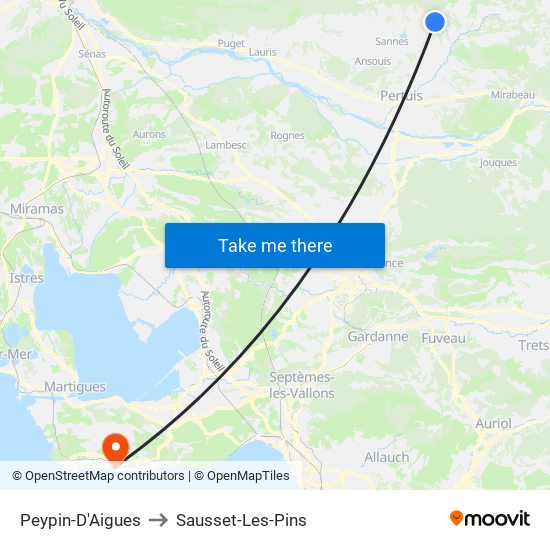 Peypin-D'Aigues to Sausset-Les-Pins map