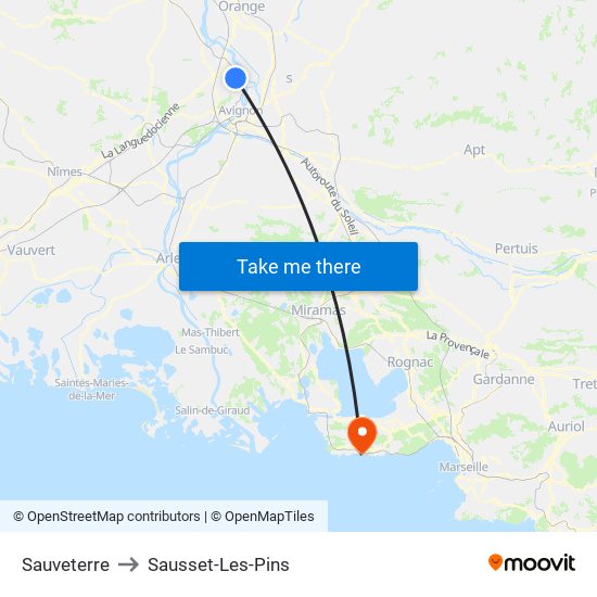 Sauveterre to Sausset-Les-Pins map