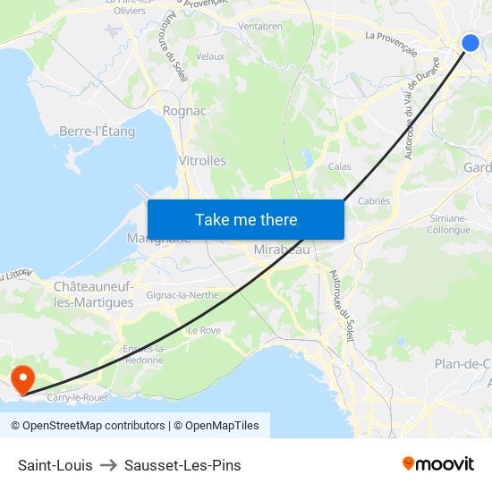 Saint-Louis to Sausset-Les-Pins map