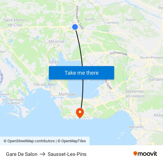 Gare De Salon to Sausset-Les-Pins map