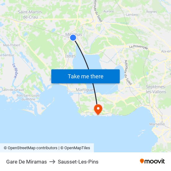 Gare De Miramas to Sausset-Les-Pins map